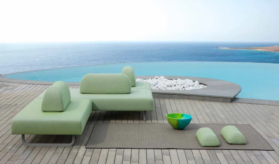 Chaise Longue da Esterno di Design in Metallo e Tessuto Made in Italy - Selia