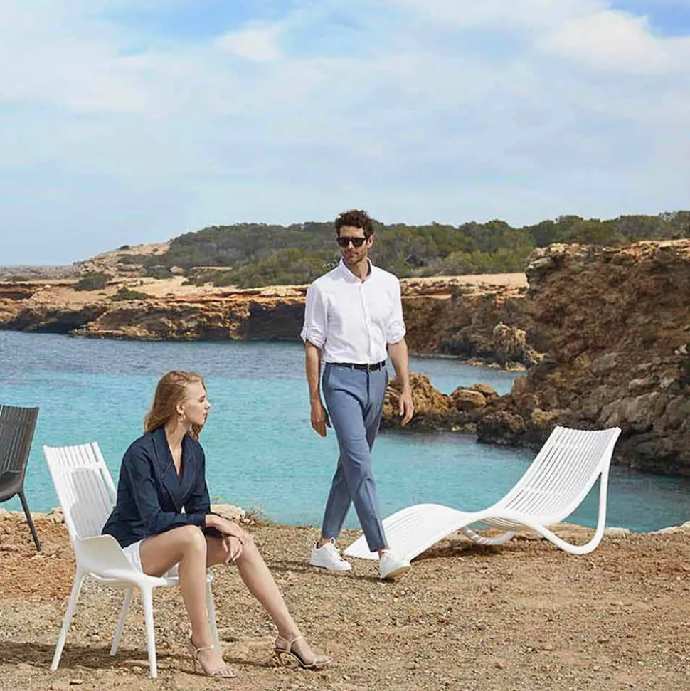 Chaise Longue da Esterno di Design Bianco o Ecru, 4 Pezzi - Ibiza by Vondom
