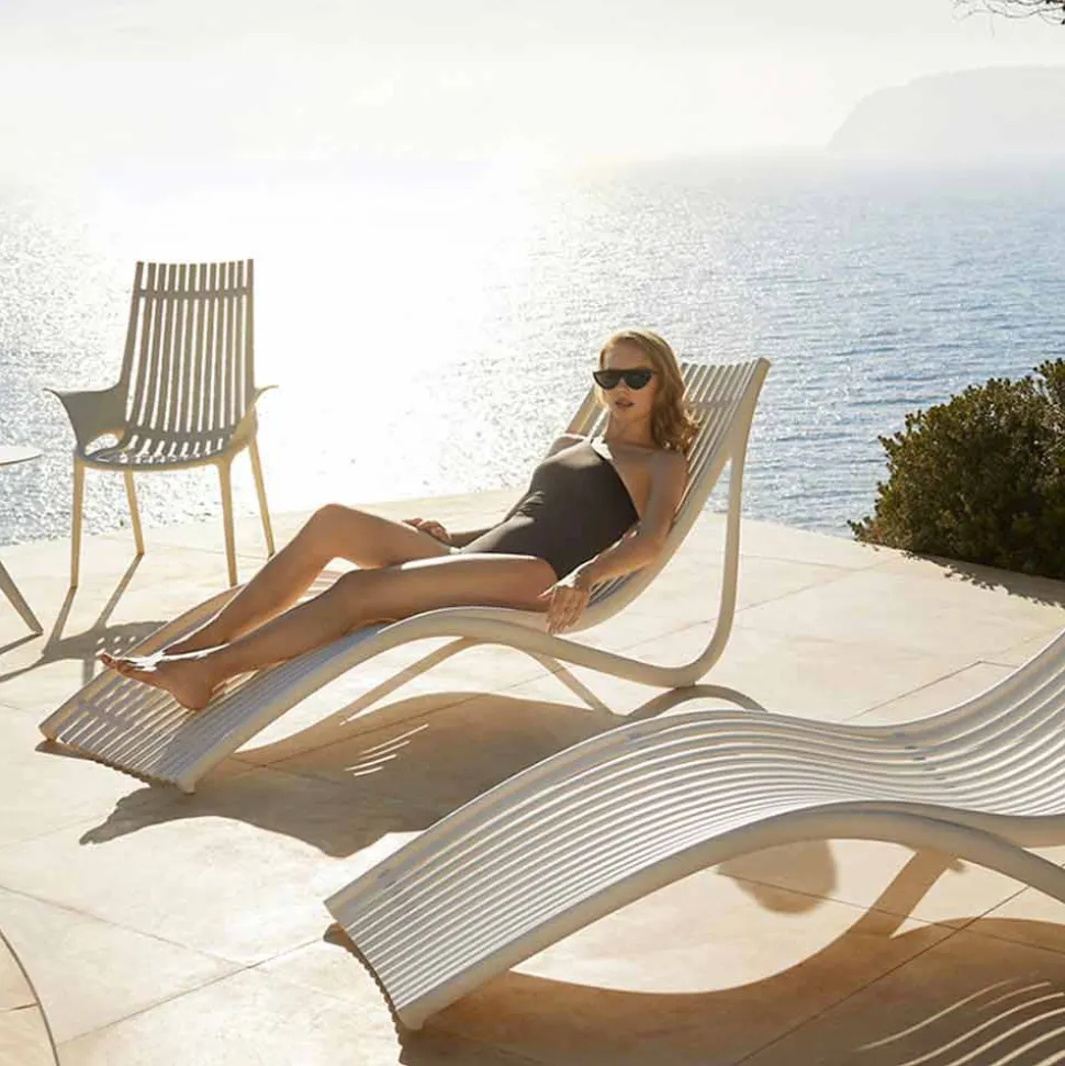 Chaise Longue da Esterno di Design Bianco o Ecru, 4 Pezzi - Ibiza by Vondom