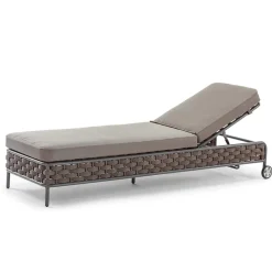 Chaise Longue da Esterno in Corda e Cuscini Sfoderabili in Tessuto - Jamaica