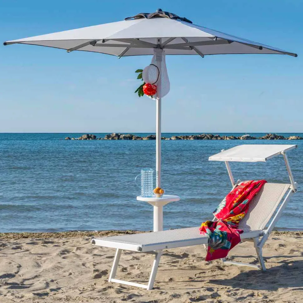 Chaise-longue da Giardino Contract con Parasole e Schienale Reclinabile - Arnold