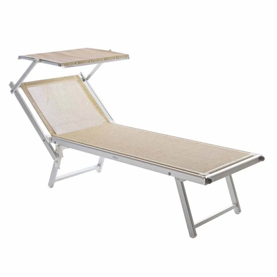Chaise-longue da Giardino Contract con Parasole e Schienale Reclinabile - Arnold