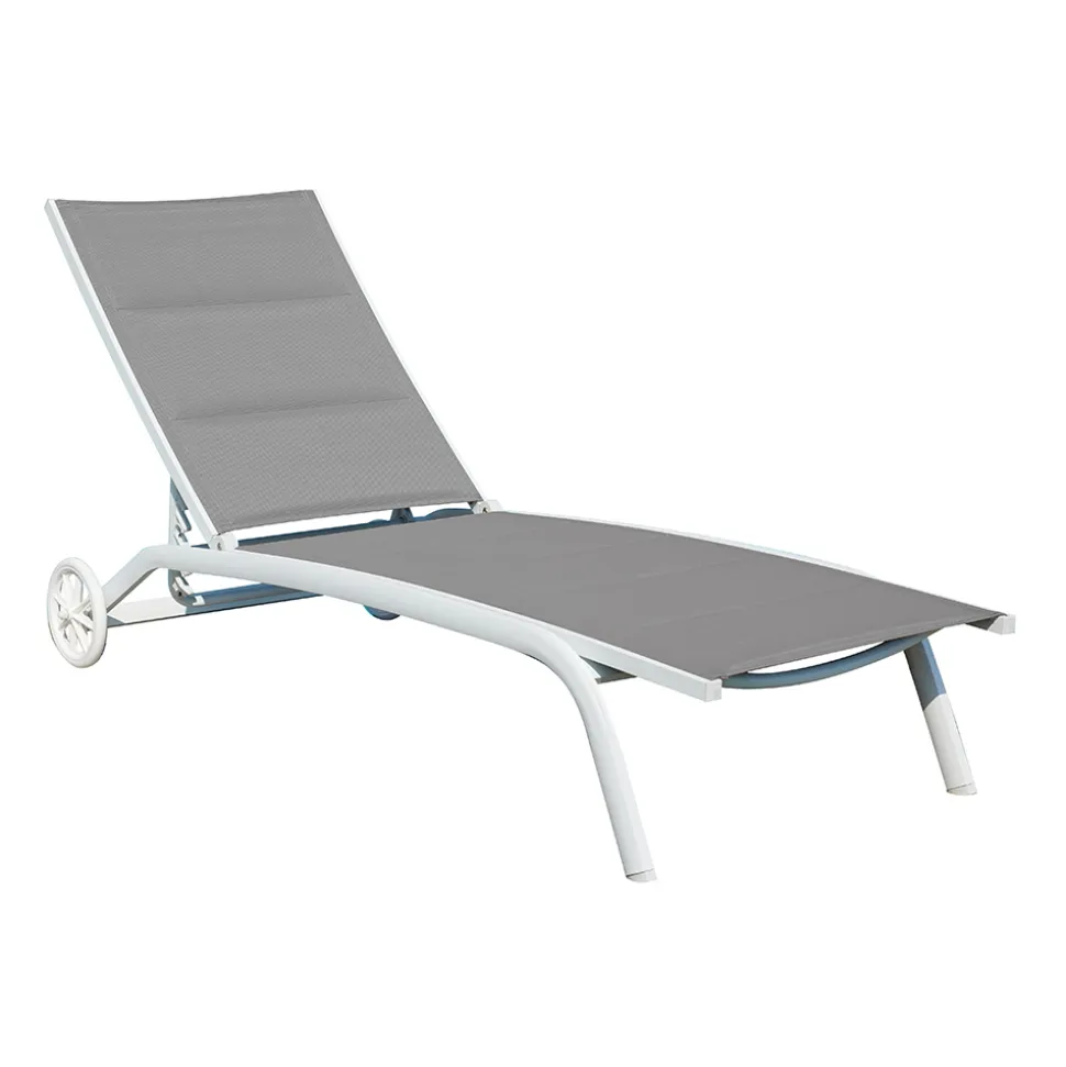 Chaise Longue da Giardino in Alluminio con Seduta in Textilene - Zohra
