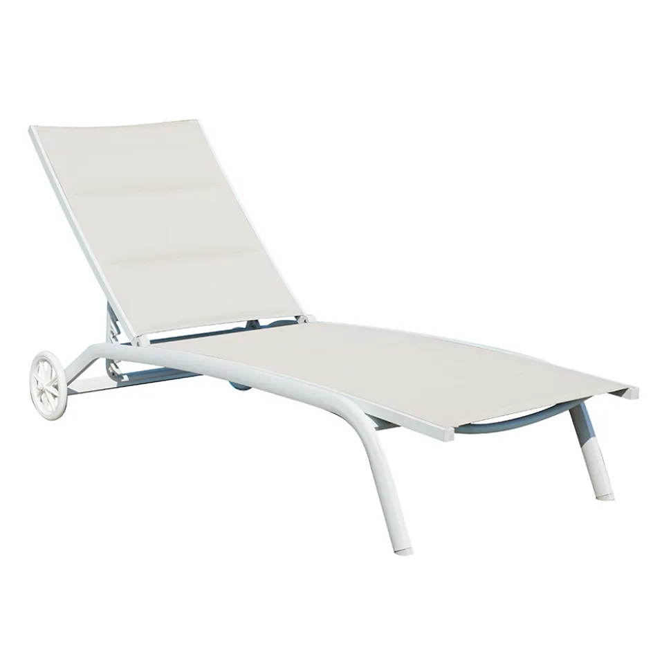 Chaise Longue da Giardino in Alluminio con Seduta in Textilene - Zohra