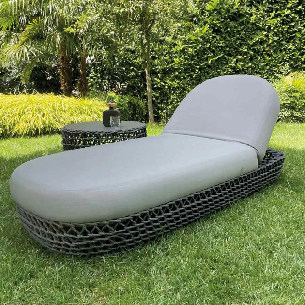 Chaise Longue da Giardino in Gomma con Struttura in Intreccio di Corda - Shuffle