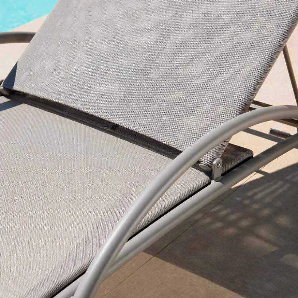 2 Chaise Longue Impilabili da Esterno in Metallo e Tessuto Made in Italy - Perlo