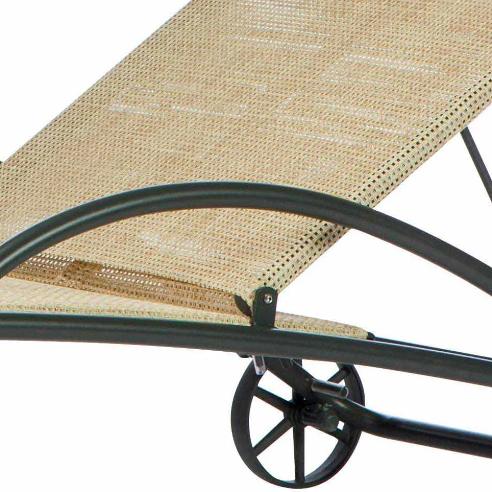 2 Chaise Longue Impilabili da Esterno in Metallo e Tessuto Made in Italy - Perlo