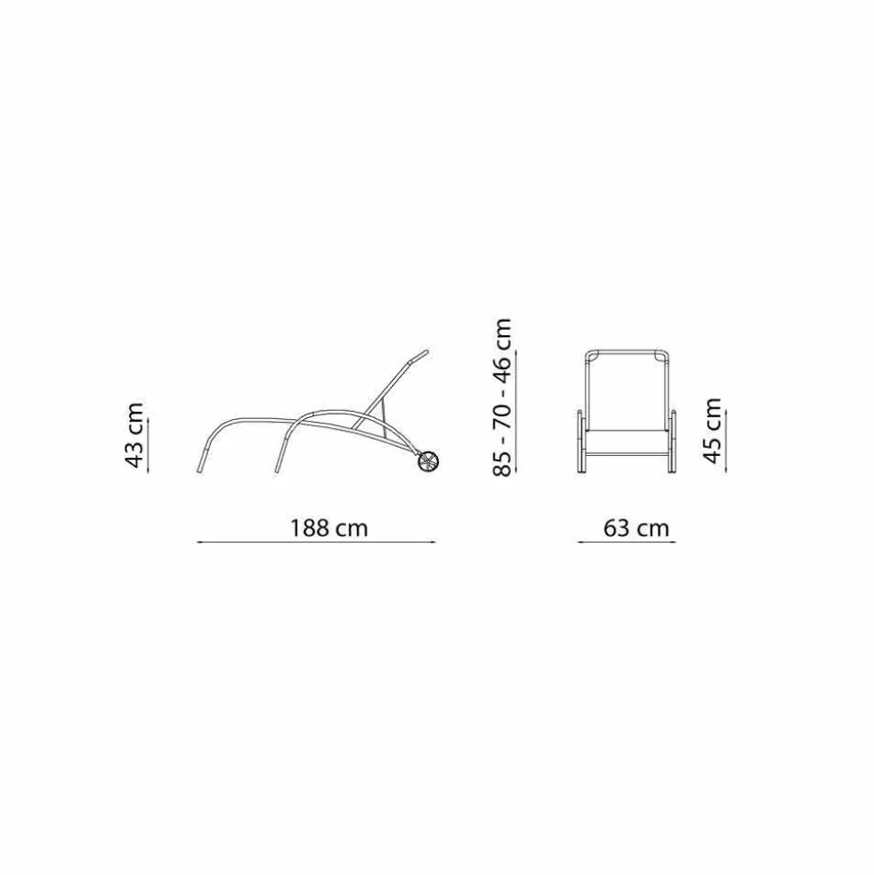 2 Chaise Longue Impilabili da Esterno in Metallo e Tessuto Made in Italy - Perlo