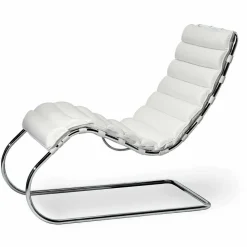 Chaise Longue in Acciaio Cromato con Seduta in Pelle Made in Italy - Diamante
