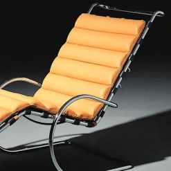 Chaise Longue in Pelle con Struttura in Acciaio Cromato Made in Italy - Beirut