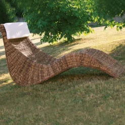 Chaise Longue per Esterno in Intreccio di Banano con Poggiatesta - Jolanda