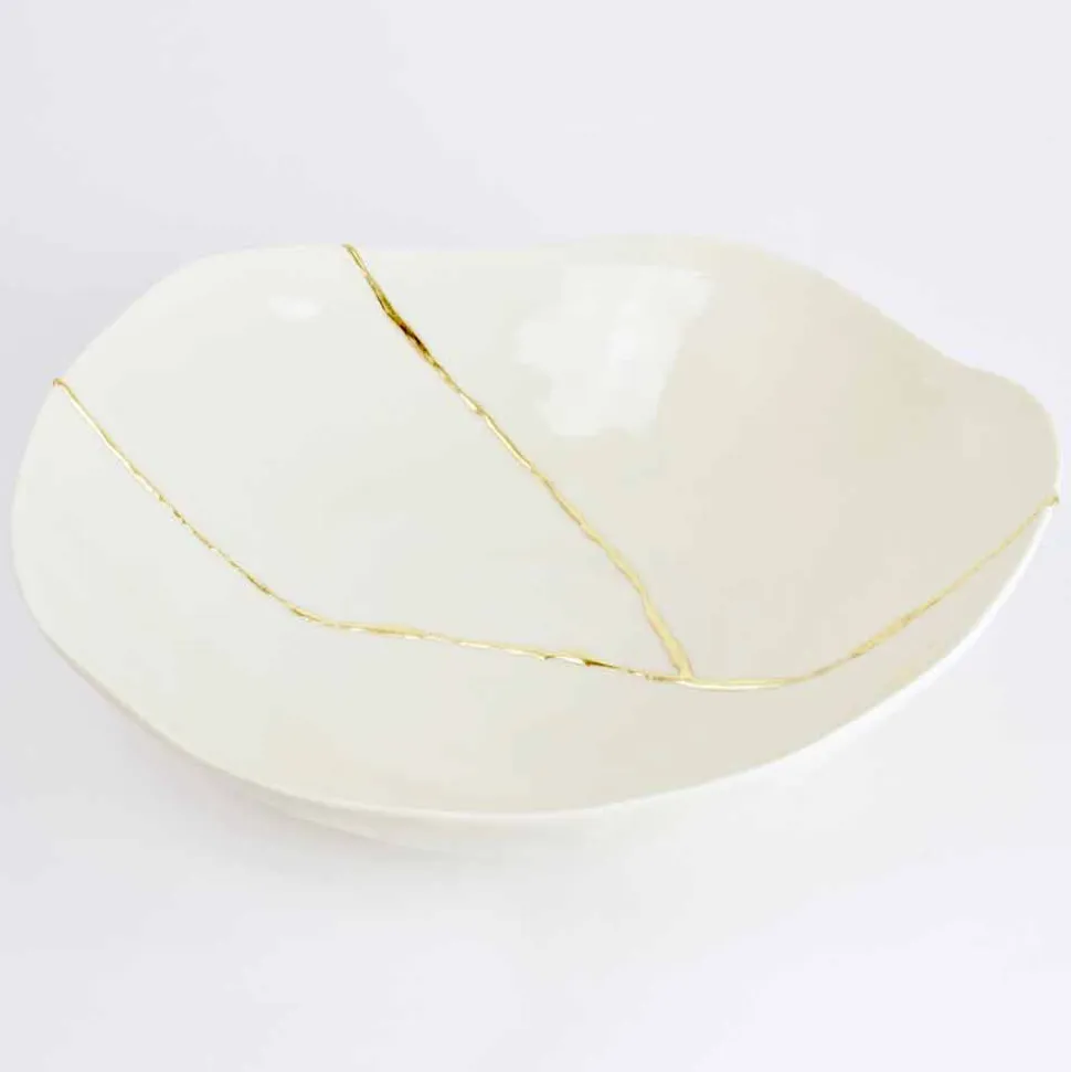 Ciotole in Porcellana Bianca e Foglia d'Oro Design di Lusso Italiano - Cicatroro