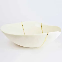 Ciotole in Porcellana Bianca e Foglia d'Oro Design di Lusso Italiano - Cicatroro