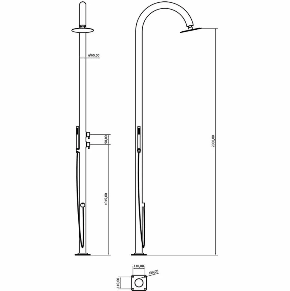 Colonna Doccia da Giardino in Acciaio Inox con Doccetta Made in Italy - Marlen