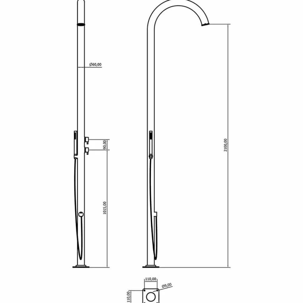Colonna Doccia da Giardino in Acciaio Inox con Doccetta Made in Italy - Marlen