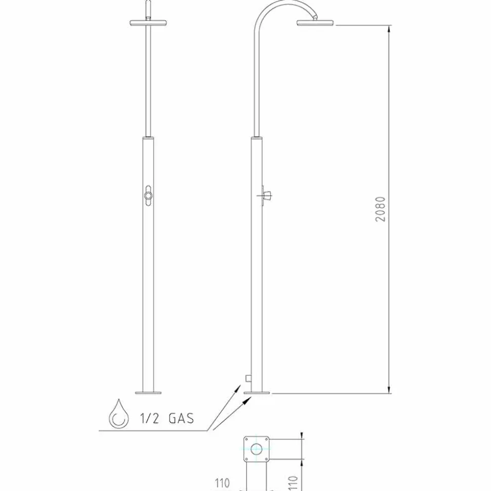 Colonna Doccia Esterna in Acciaio Cromato con Miscelatore Made in Italy - Norton