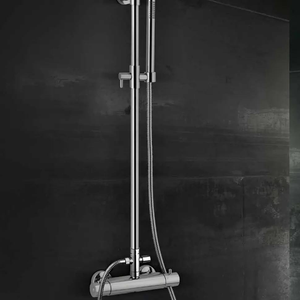 Colonna Doccia in Ottone con Soffione Ultrasottile Rotondo Made in Italy - Merio