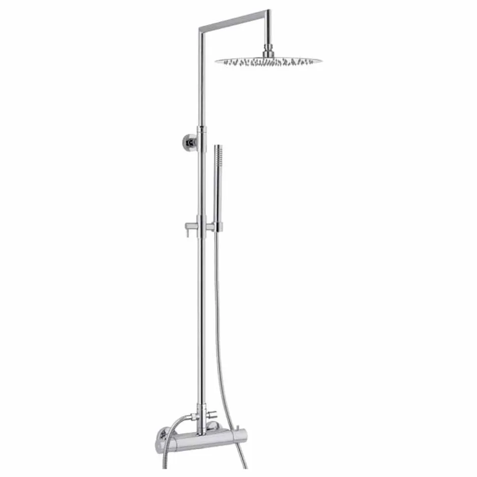 Colonna Doccia in Ottone con Soffione Ultrasottile Rotondo Made in Italy - Merio