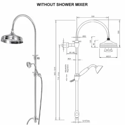 Colonna Doccia in Ottone con Soffione Rotondo e Doccetta Made in Italy - Brillo