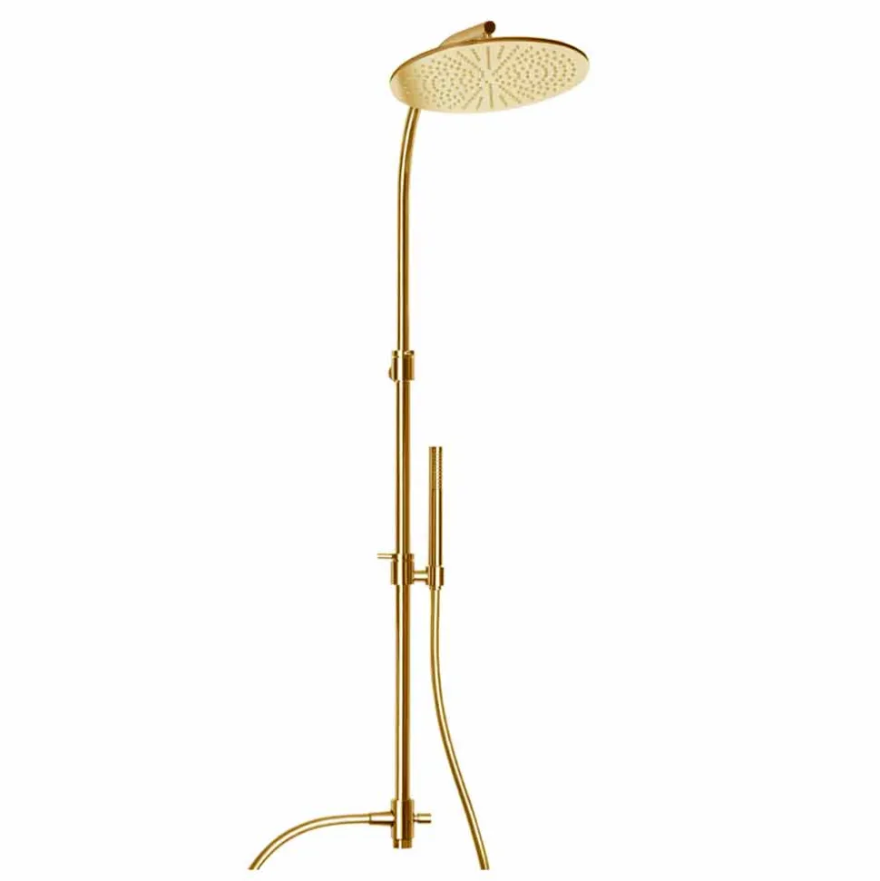 Colonna Doccia in Ottone con Soffione Rotondo in Acciaio Made in Italy - Kennedy