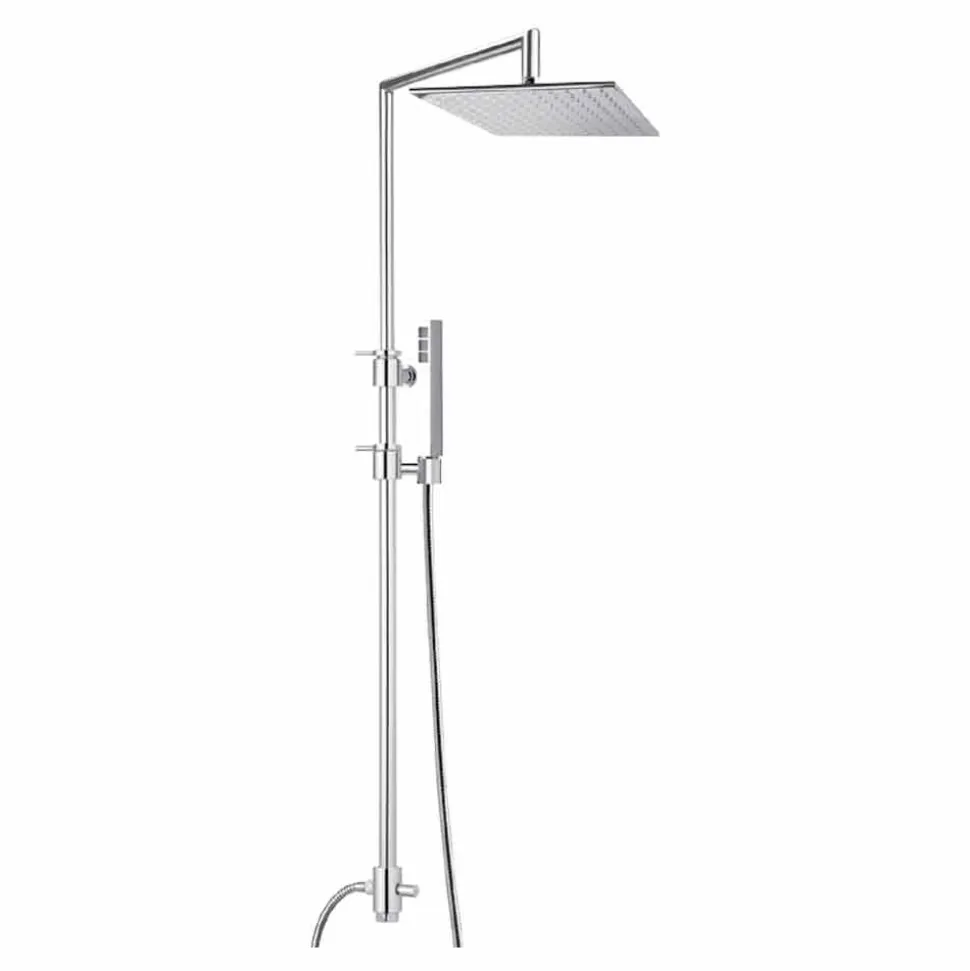 Colonna Doccia in Ottone con Soffione Quadrato in Acciaio Made in Italy - Lipari