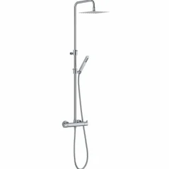 Colonna Doccia in Ottone Cromato con Soffione Quadrato Made in Italy - Griso
