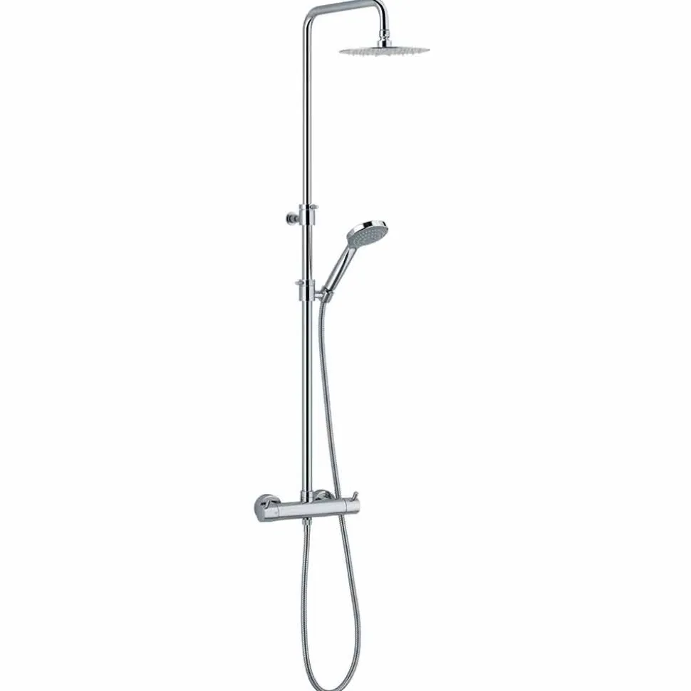 Colonna Doccia in Ottone Cromato con Soffione Rotondo Made in Italy - Griso