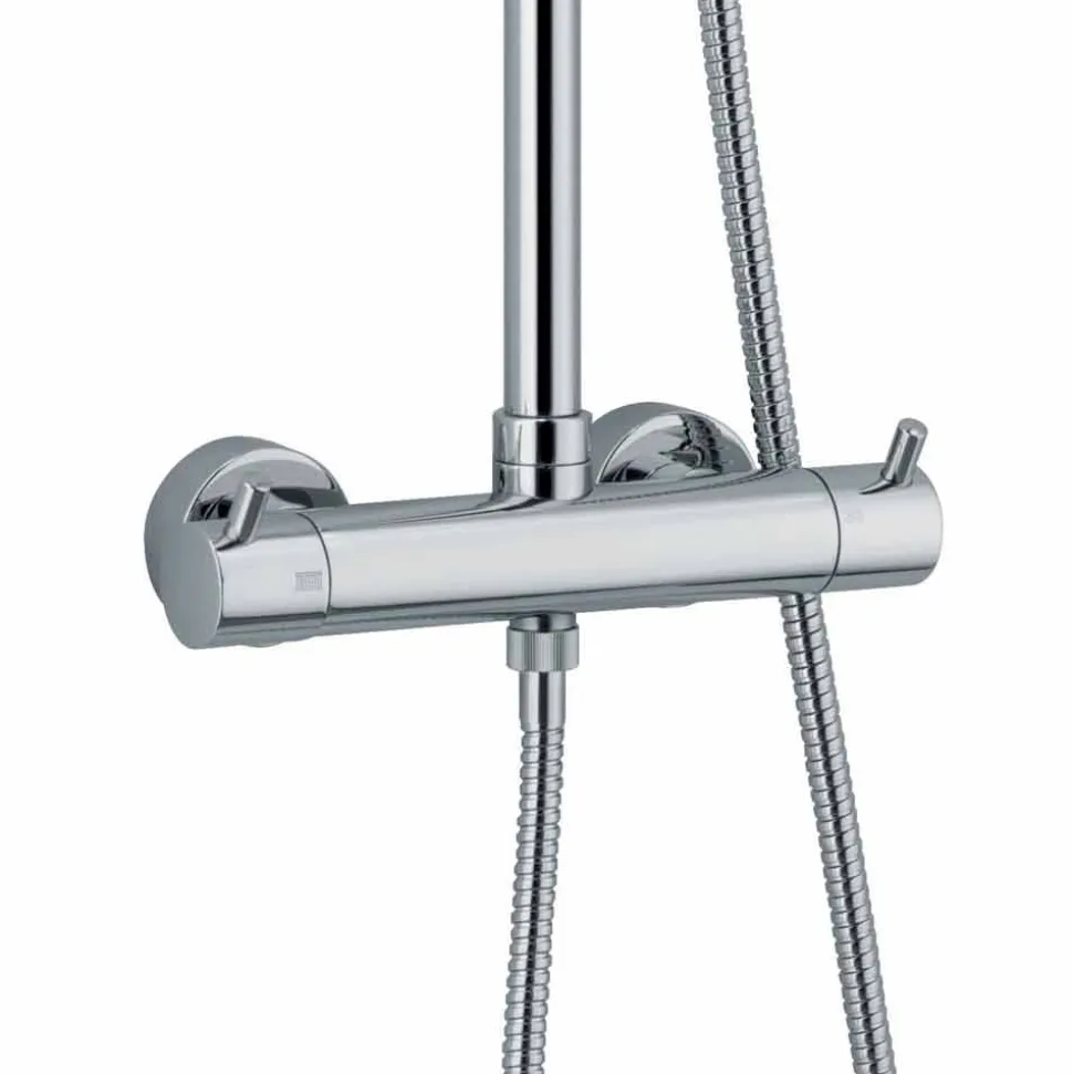 Colonna Doccia in Ottone Cromato con Soffione Rotondo Made in Italy - Griso