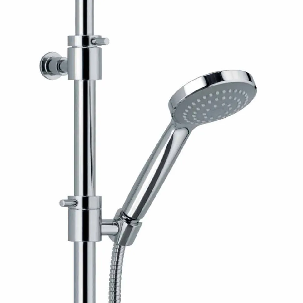 Colonna Doccia in Ottone Cromato con Soffione Rotondo Made in Italy - Griso