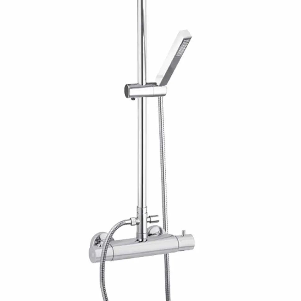Colonna Doccia in Ottone Cromato con Soffione Quadrato Made in Italy - Studio