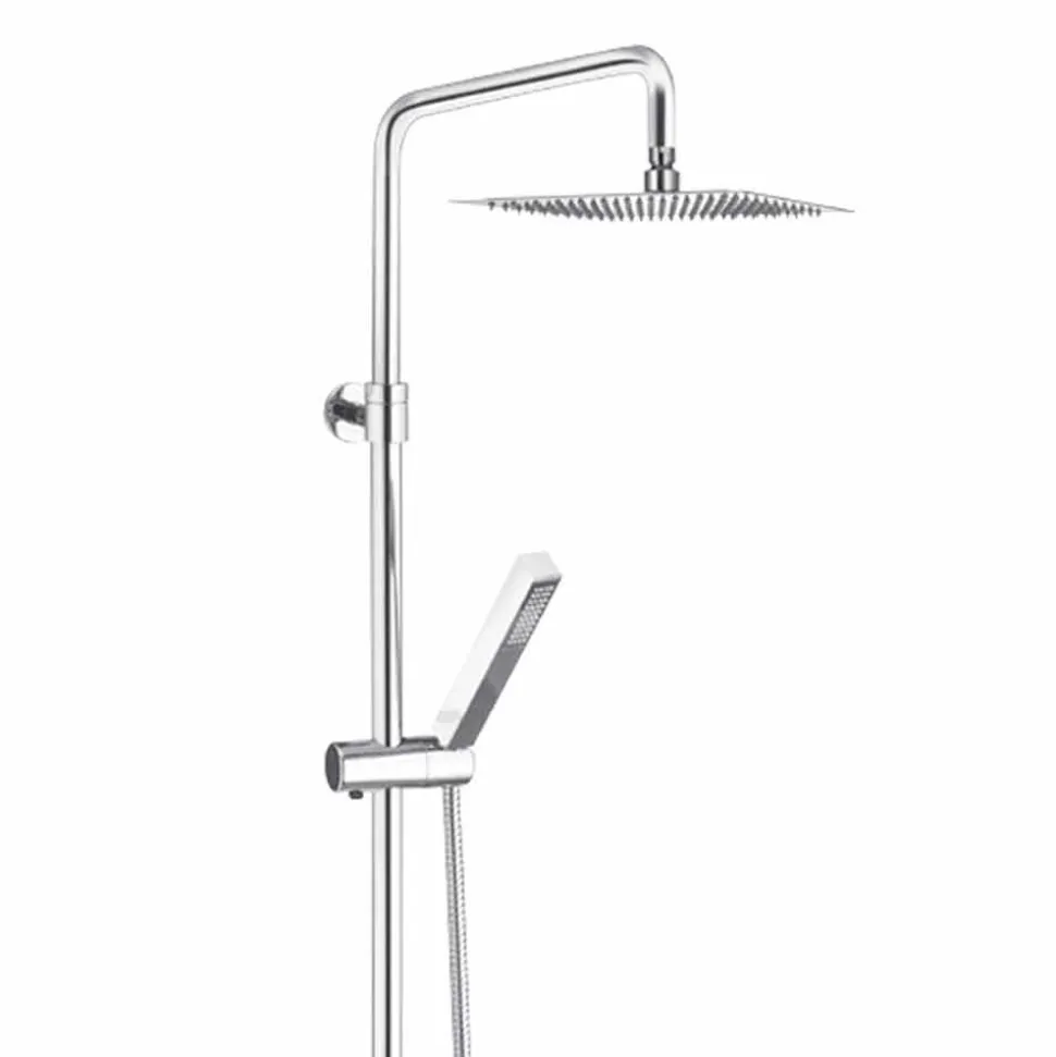 Colonna Doccia in Ottone Cromato con Soffione Quadrato Made in Italy - Studio