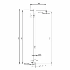Colonna Doccia in Ottone Cromato con Soffione in Acciaio Made in Italy - Marlo