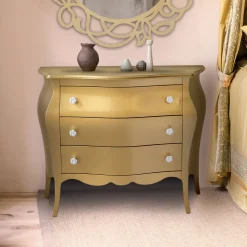 Comò Bombato con 3 Cassetti in Diverse Finiture Made in Italy - Gamad