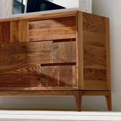 Comò 3 cassetti design moderno in massello di noce, Nino