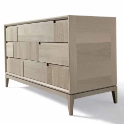 Comò 3 cassetti design moderno in massello di noce, Nino