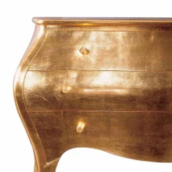 Comò 3 cassetti in legno massello oro design, made in Italy, Giotto