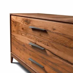 Comò 3 cassetti noce design moderno, l.131xp.55xh.80 cm, Sandro