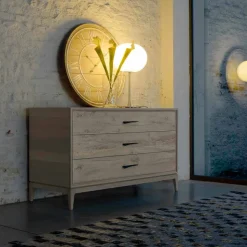 Comò 3 cassetti noce design moderno, l.131xp.55xh.80 cm, Sandro