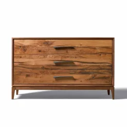 Comò 3 cassetti noce design moderno, l.131xp.55xh.80 cm, Sandro