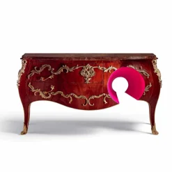 Comò con piano in marmo e decori ottone di design,made in Italy, Gildo