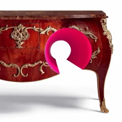 Comò con piano in marmo e decori ottone di design,made in Italy, Gildo