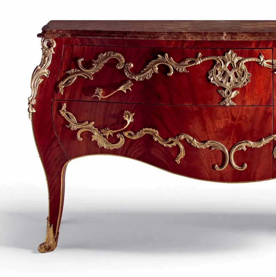 Comò con piano in marmo e decori ottone di design,made in Italy, Gildo
