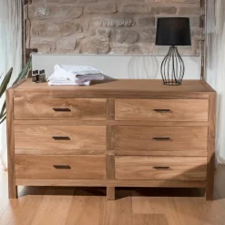 Comò in Teak Massello con 6 Cassetti - Muay