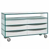 Comò in Vetro Extrachiaro con Sei Cassetti in Legno Bianco Made in Italy – Ganzo