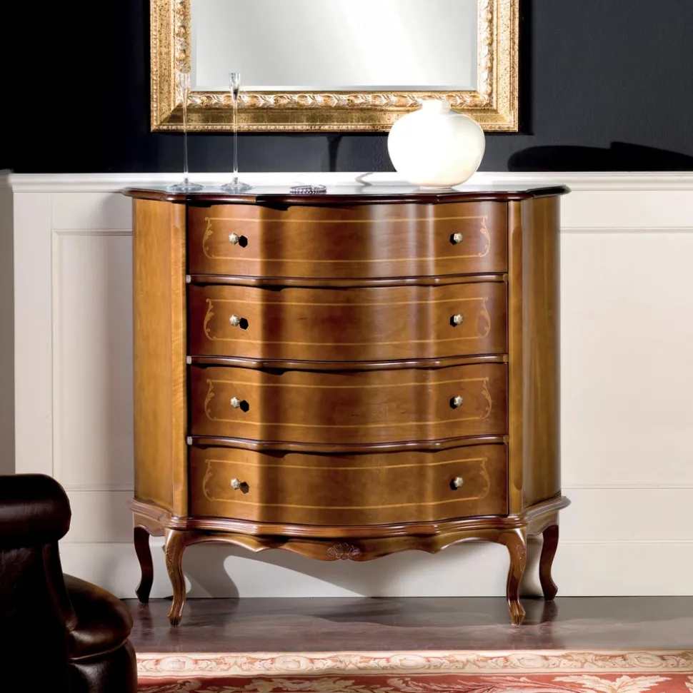 Comò 3 o 4 Cassetti in Legno Intarsiato di Lusso Made in Italy - Leonor