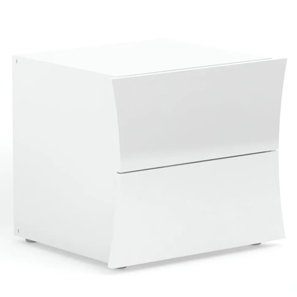Comodino Camera da Letto 2 Cassetti Legno Bianco Design ad Arco - Sabine