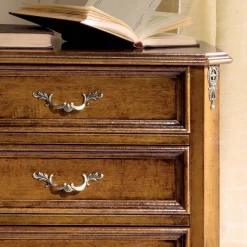 Comodino Camera da Letto in Legno Noce 3 Cassetti Made in Italy - Richard