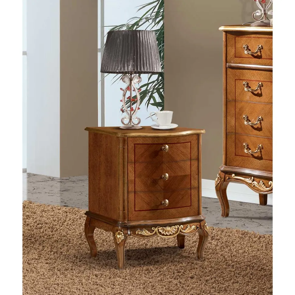 Comodino Camera da Letto in Legno con 3 Cassetti Made in Italy - Chantilly