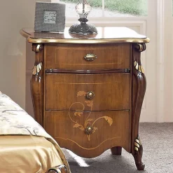 Comodino Classico 3 Cassetti di Lusso Legno Noce Made in Italy - Cambrige