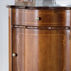 Comodino Classico Legno Intarsiato Anta e Cassetto Made in Italy - Leonor